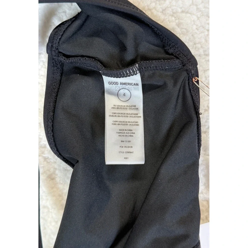 Good American Always Fits Scoop Bikini Top Black GSW0647 Size 4 NWT
